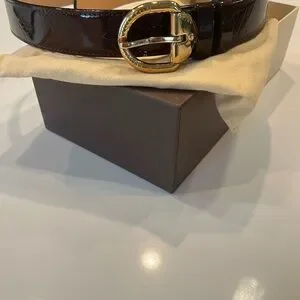 Louis Vuitton Gold and Brown Leather Belt with Horseshoe Buckle Louis Vuitton | Accessories | Louis Vuitton Gold And Brown  main image 2